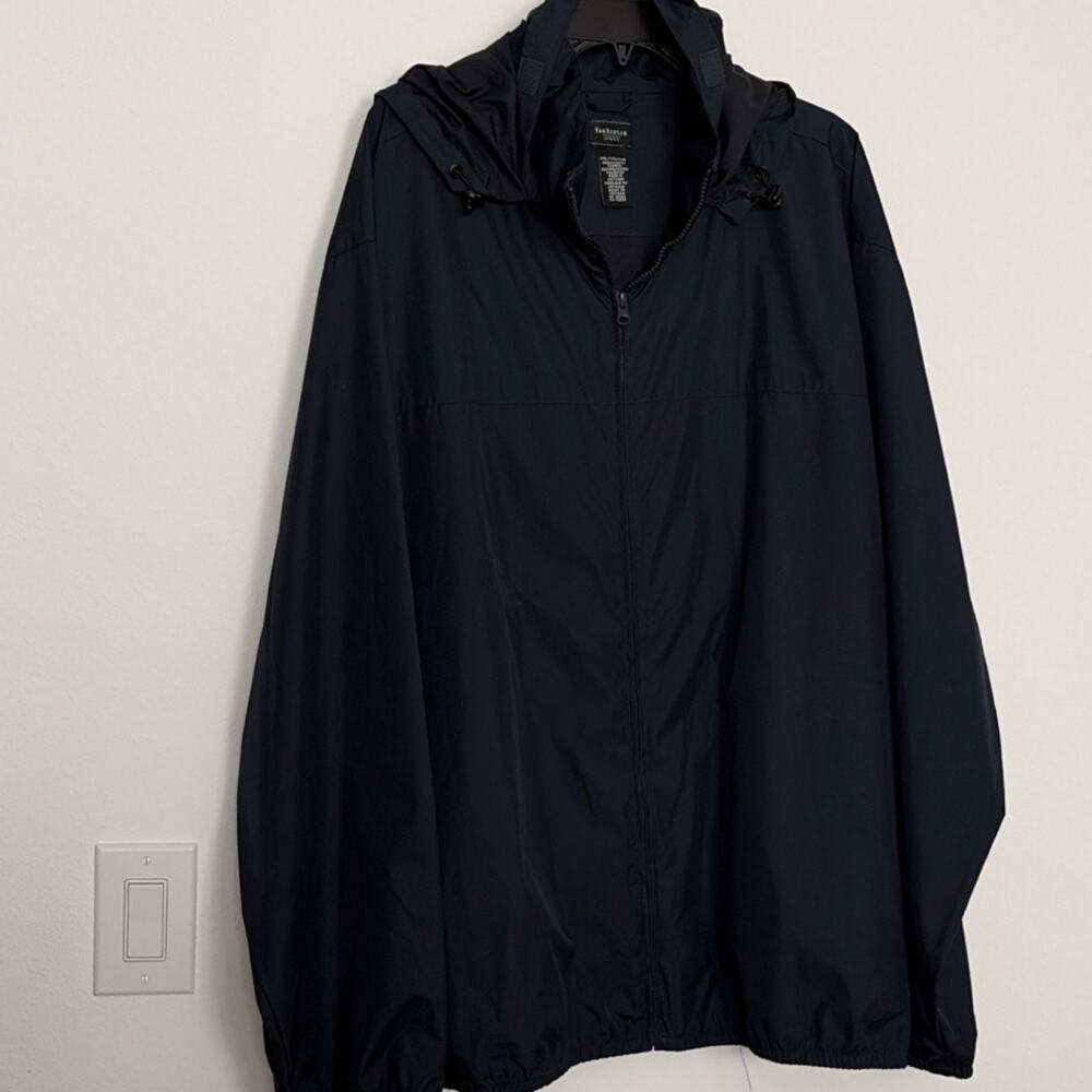 Van Heusen Sport Men's Navy Hooded Full Zip Windbreaker Jacket XXL
